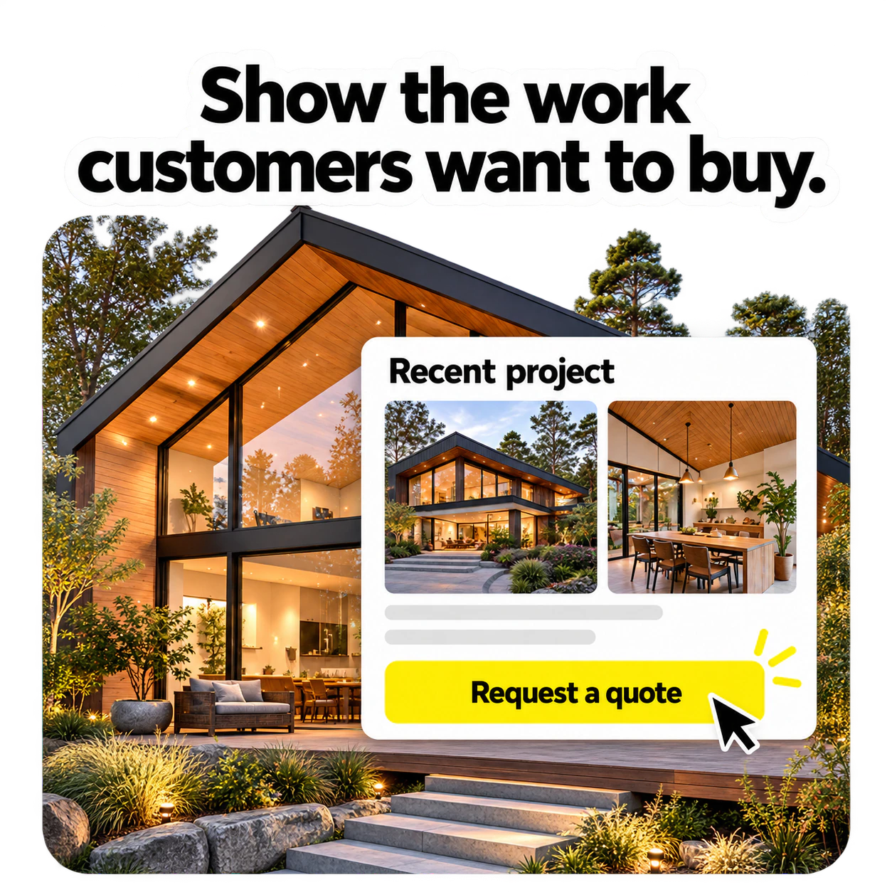 Architecture project photos and a request a quote button