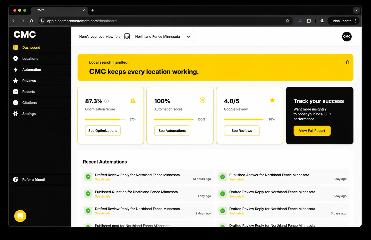 CMC local growth dashboard