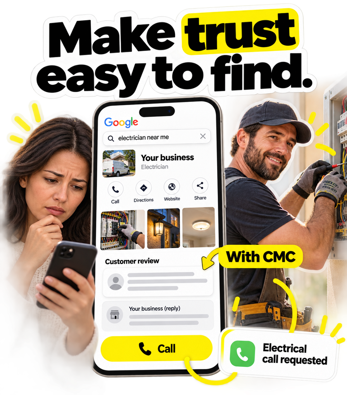 Make trust easy to find. Electrical call requested.
