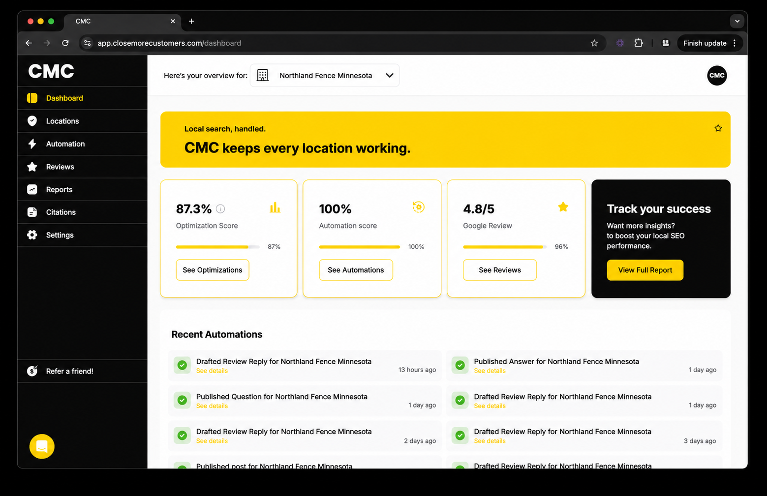 CMC managed Google Business Profile service