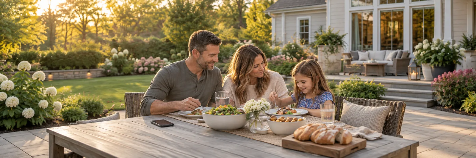 Septic business owner sharing a meal with his family at home