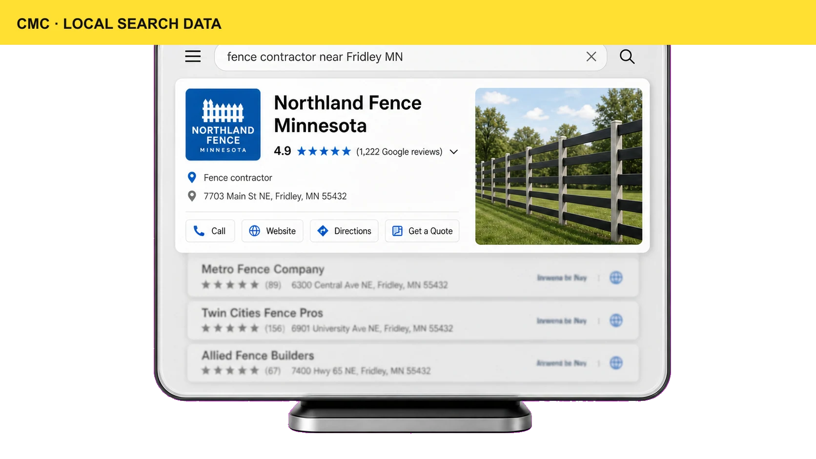 Local Search Analytics & Rank Reporting — CMC customer outcome