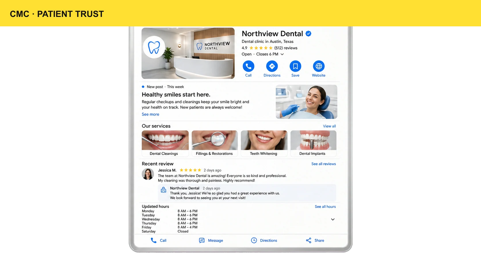 Reviews & Reputation Management — CMC customer outcome